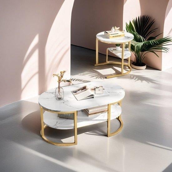 Selius Set van 2 Ronde Salontafels met Nested Tops - Modern Design