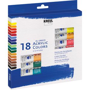 Kreul Acrylfarben el Greco 28251, 18 Farben je 12ml, in Tuben