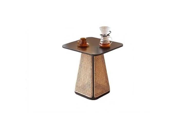 YCCHAH Sofatisch Wabi-Sabi-Stil Holzsofa Beistelltisch Wohnzimmer Ecktisch Balkon Rattan Nachttisch Wohnzimmer-Beistelltisch
