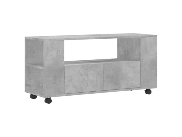 hliofuir TV-Schrank auf Rollen Betongrau 102x34,5x43 cm TV-Lowboard Flexibler TV-Ständer in Betongrau mit 360-Grad Rollen und offenem Stauraum für Wohnzimmer oder Schlafzimmer.