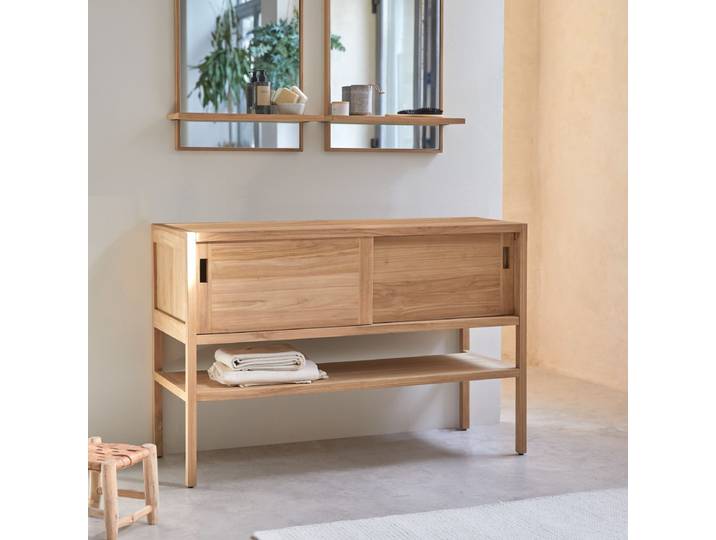 Aufbewahrungsmöbel Arty aus unbehandeltem Teakholz, 120 cm - Natur