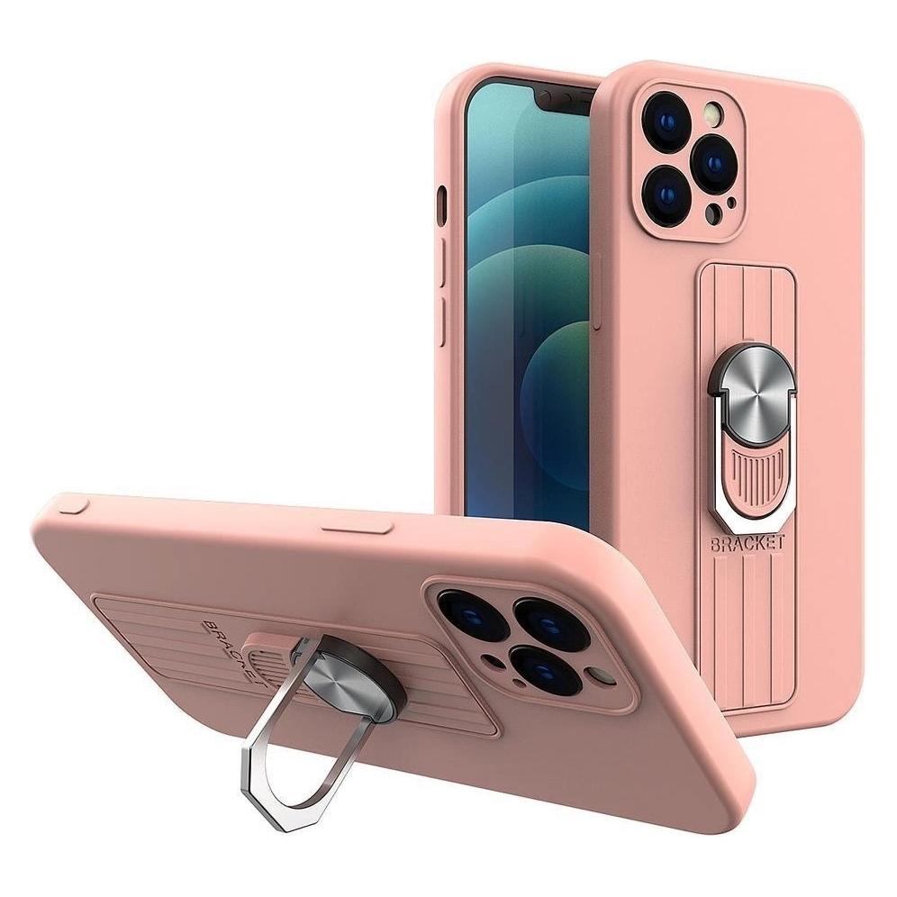 Hurtel Ring Case Silikonhülle mit Fingergrip und Standfuss für Samsung Galaxy S22+ (S22 Plus) pink (Samsung Galaxy S22+) (1404978613)