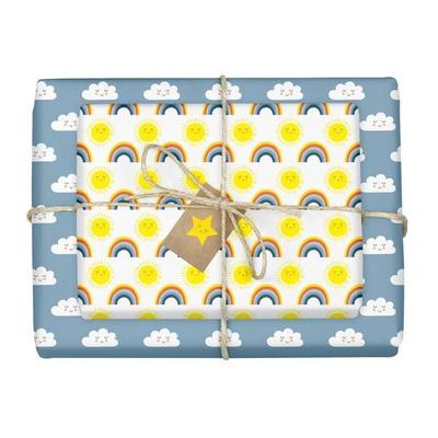 Geschenkpapier-Set für Kinder: Regenbogen, Sonne und Wolken