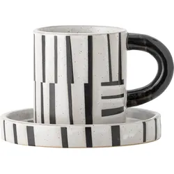 Frankie Becher 300 ml schwarz-weiß mit Untertasse