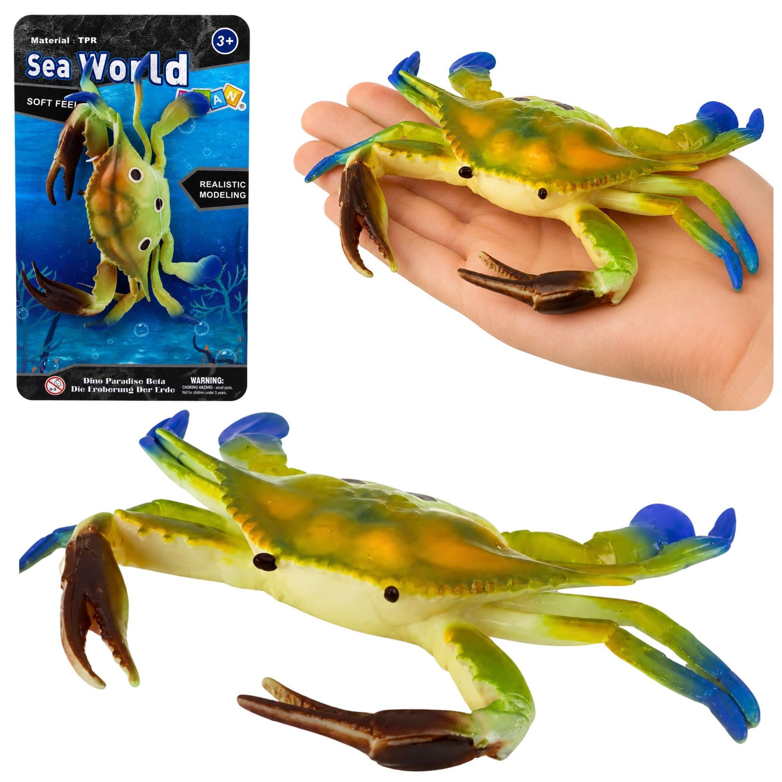 Lean Toys Rubber Krab Beeldje Rekbaar Realistisch Zeedier 19cm