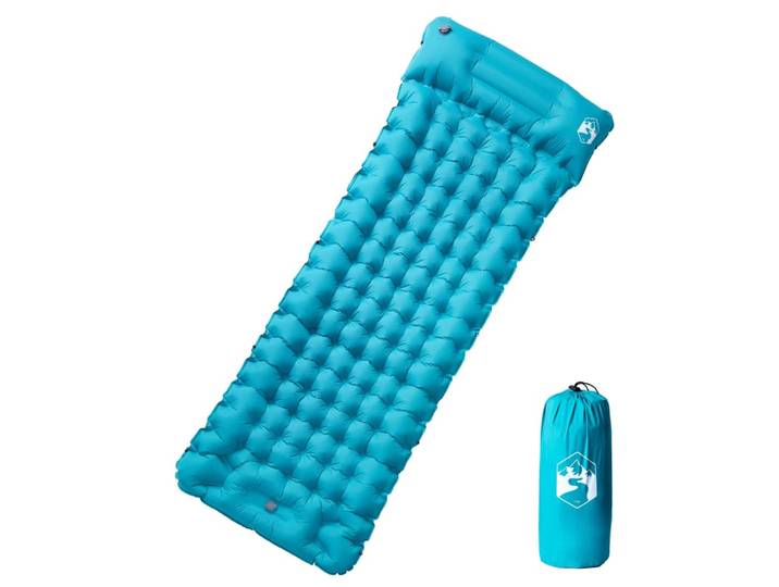 vidaXL Selbstaufblasende Isomatte mit Kissen Blau