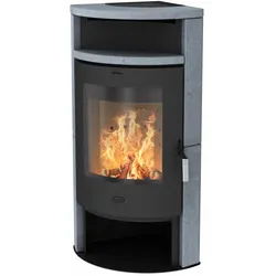 Fireplace  Kaminofen  Zeitbrandofen  Samba  Speckstein  grau  (6  kW)