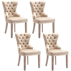 Merax Esszimmerstuhl (Set-4 St.), Küchenstühle, Polsterstuhl, Wohnzimmerstuhl, Schminkstuhl Samt, Beige