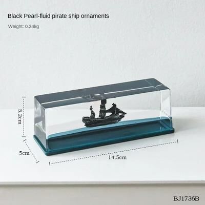 Inspire Select Black Pearl Liquid Motion Ship Bottle Floating Acrylic Fluid Toy Decor For Desk & Home black Pearl