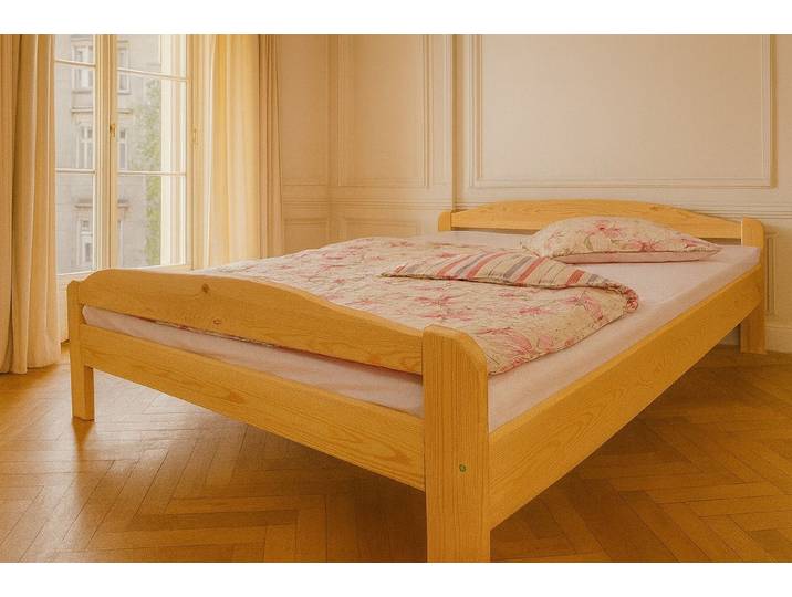 bv-vertrieb Massivholzbett Bett Kiefer massiv natur lackiert Doppelbett Liegefläche 140x200 #3362, Kiefer massiv