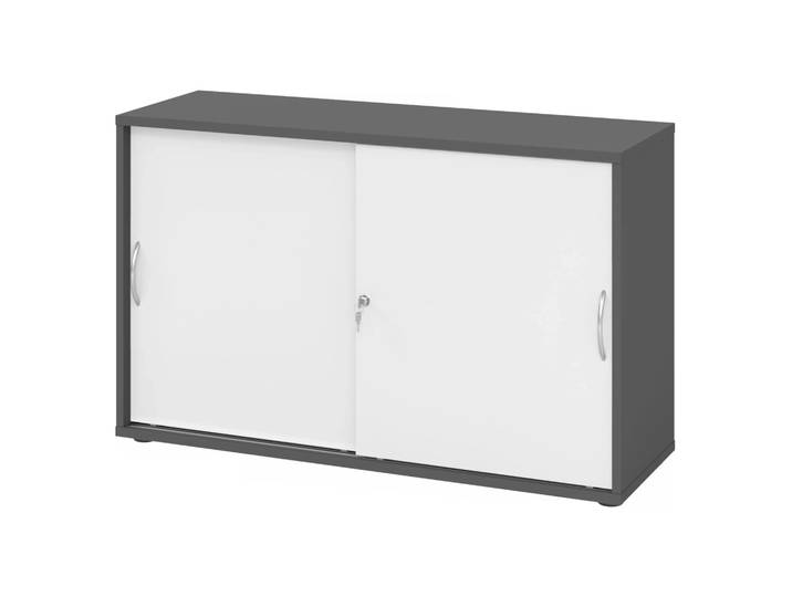 BETA S 1752S Schiebetürenschrank 2 OH Bogengriff Metall Graphit/Weiß