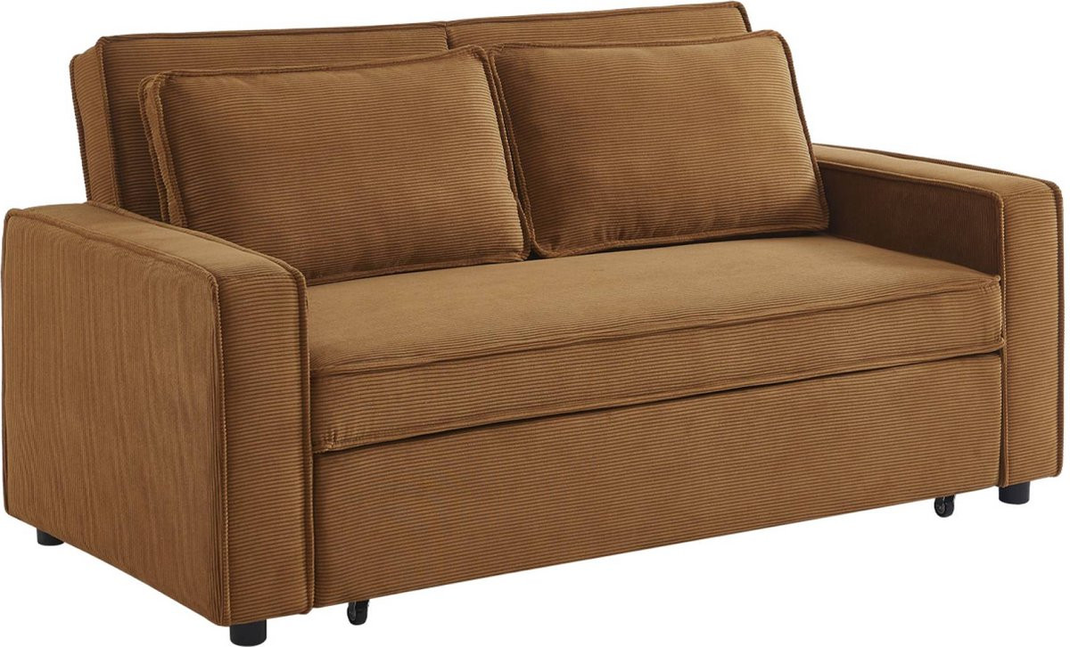 Sweek Chill 2-zits slaapbank van corduroy met afneembare hoezen