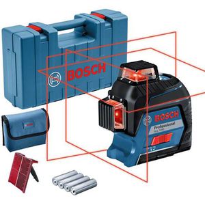 Bosch Kreuzlinienlaser 0601063S00, GLL 3-80, 3 x 360°, roter Laser, selbstnivellierend, mit Tasche und Koffer
