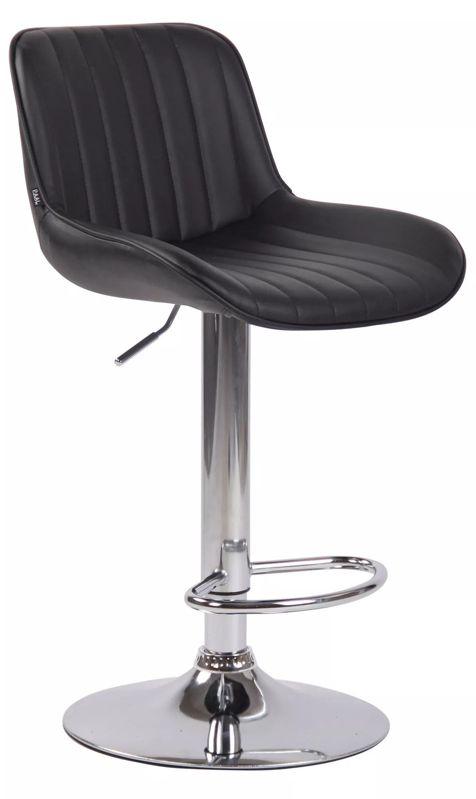 And OutdoorMatch Luxe barkruk Jerry - Zwart - Chroom - Met rugleuning, voetsteun en kunstlederen zitting