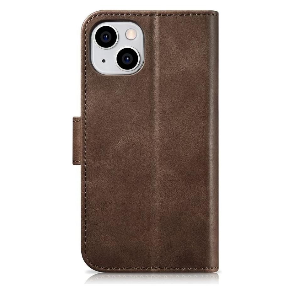 iCarer oil Wax Wallet Case 2 in1 Cover iPhone 14 Plus Anti-RFID Leder Flip Case Braun (WMI14220723-B (Apple iPhone 14 Plus) (WMI14220723-BN)