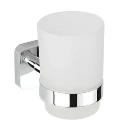 Brillantbad BASI Glashalter mit Glas Messing Glas Chrom poliert 67x96x107 mm für Bad & Küche >> zum Bohren