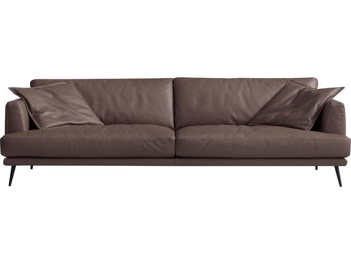 2,5-Sitzer EGOITALIANO Sophia, Designsofa mit extrakomfortablem Sitzkomfort, Breite 214cm , braun (chocolate), B:214cm H:77cm T:96cm, Leder BULL (Echtes Rindsleder). Geschliffenes, pigmentiertes und behandeltes Rindsleder mit einer Dicke von 1, 3-1, 5 mm. Es handelt sich um ein weiches, geschütztes Leder. Eine leichte Deckschicht schützt sie vor Flecken, ohne ihre ursprünglichen Eigenschaften zu verändern. Dieses geschützte Leder kombiniert die Vorteile von Natürlichkeit und Weichheit mit einer guten Beständigkeit gegen Verschleiss und Ausbleichen. Das Vorhandensein der charakteristischen Zeichen, die das Leben des Tieres bestimmen, wie Narben, Körnungsunterschiede, Falten, Adern, Disharmonien in Farbtönen, beweisen ihre absolute Echtheit und grossen Wert., Sofas, 2 5-Sitzer, Daunenfederung, inkl. 2 Kissen