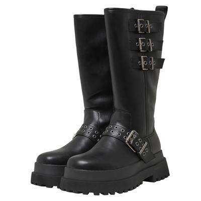 Stiefel BUFFALO "Buffalo PLUTO MB RIV - VEGAN NAPPA", Damen, Gr. 37, schwarz, Kunstfaser, unifarben, Schuhe Stiefel