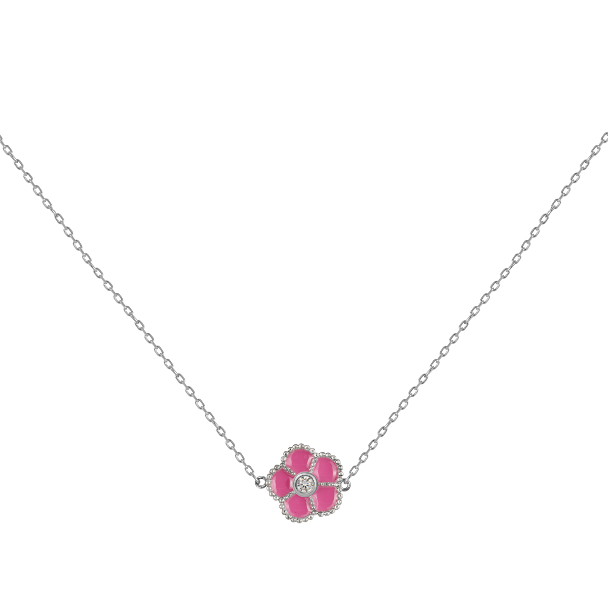 Jacques Lemans Kette Blume Sterlingsilber mit Emaille/Zirkonia