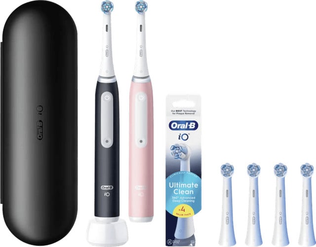 Oral-B iO 3 Duo Pack Elektrische tandenborstel Zwart en Roze Value Pack