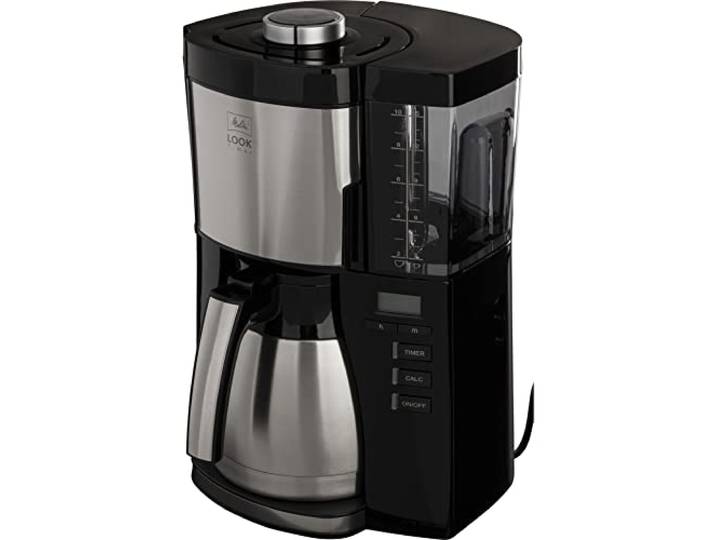 Melitta Look Therm Timer – Filterkaffeemaschine mit Thermkanne, entnehmbarem Wassertank und Timer-Funktion, für bis zu 10 Tassen Kaffee, in Schwarz/Edelstahl