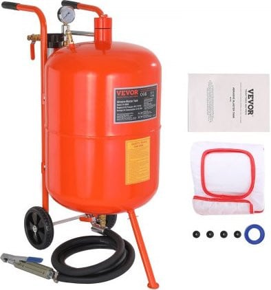 VEVOR Mobiele Pneumatische Zandstraalmachine, Rood, 75,7 l