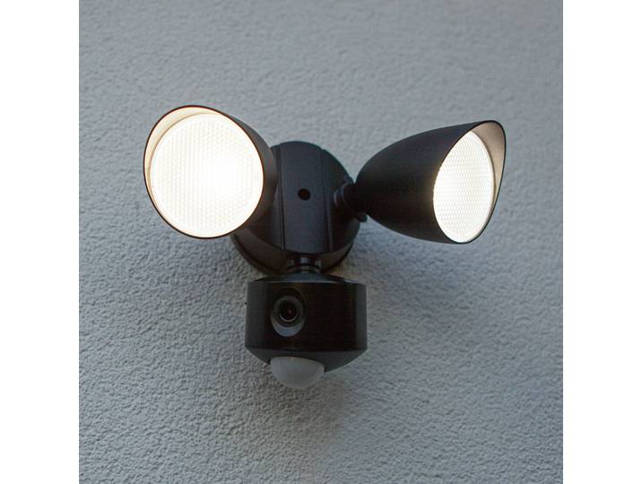 LUTEC LED-Sensor-Außenwandstrahler SHRIMP schwarz 20 W 2-flg. IP54, schwarz, Aluminium, Modern, Wandleuchte außen