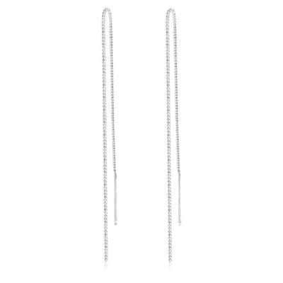 Paar Ohrhänger ELLI "Ohrringe Durchzieher Kette Panzer 925 Silber" Gr. 140, silber, Ohrringe, Damen, 140, ohne Stein, Silber 925 (Sterlingsilber)