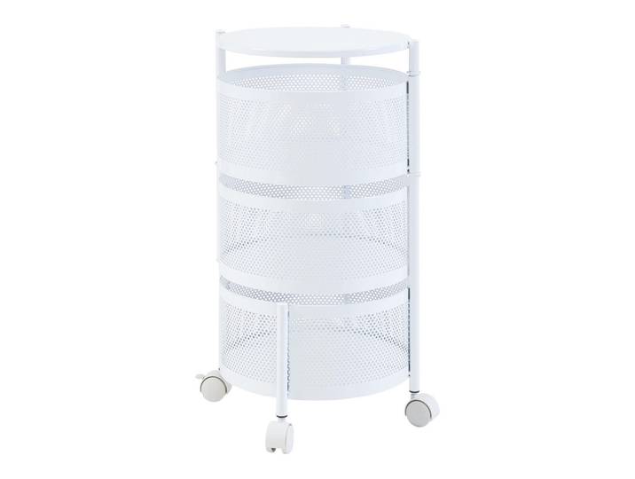 [en.casa] Rollwagen Steigen, Weiß, Metall, 3 Fächer, Rollen, 33x59.5x33 cm, Esszimmer, Servierwagen