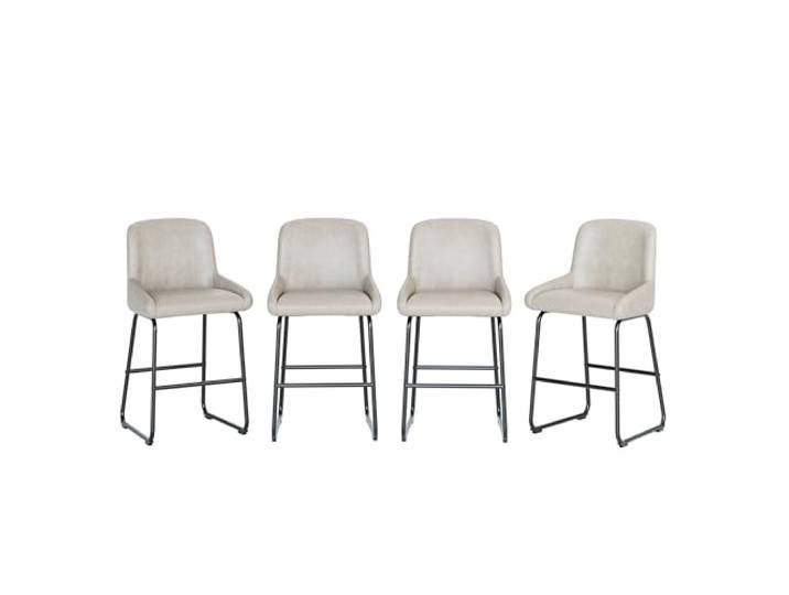 IDEALHOUSE Barhocker-Set 4er, grau, mit Rückenlehne & Fußstütze – Kunstleder Bezug, modern-industrieller Metallrahmen – für Küchentheke, Essbar & Home-Bar – Gray 4pcs
