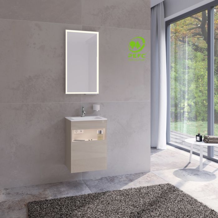 Keuco Stageline Waschtisch-Unterschrank 32822180101 Dekor Cashmere, Glas Cashmere klar, 46x62,5x38cm, mit Elektrik, links