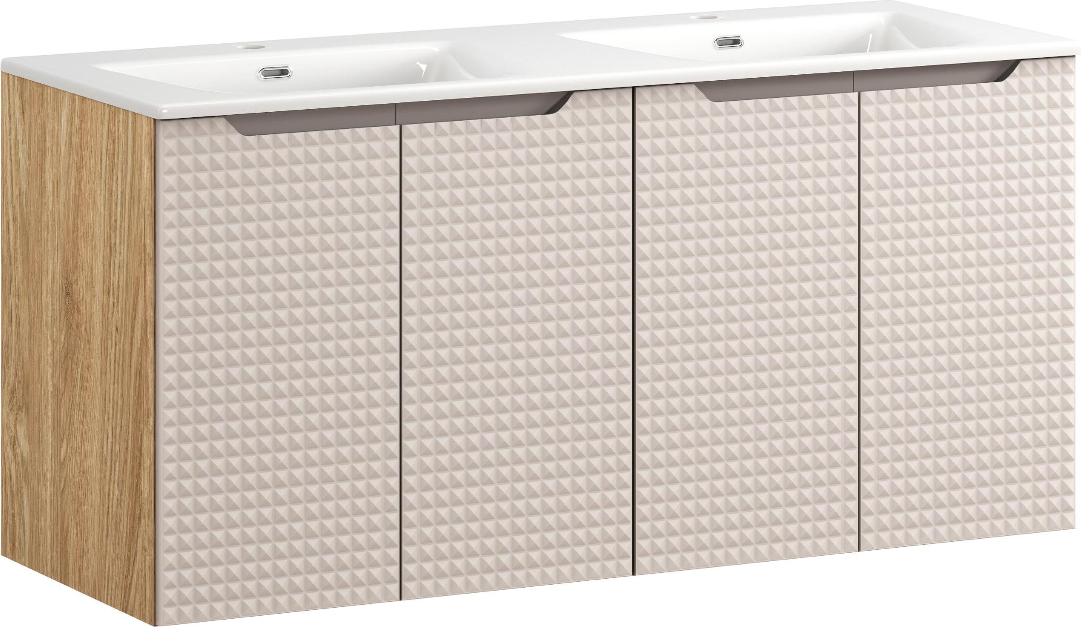 Badezimmerset 120 Cm Mit Möbelwaschtisch Weiß Glänzend Modern