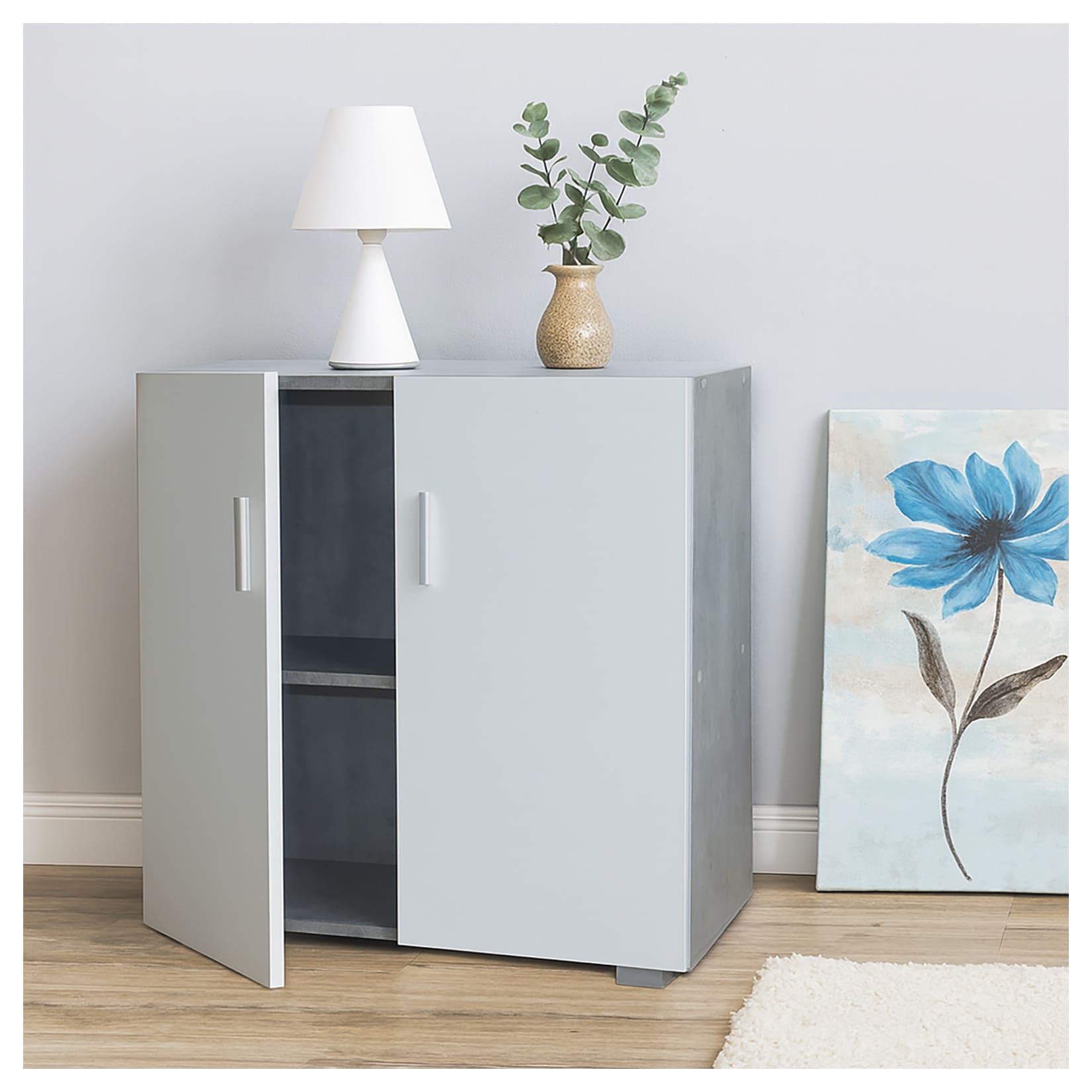 HTI-Living Sideboard 2 Fächer Thekla Beton-Weiß
