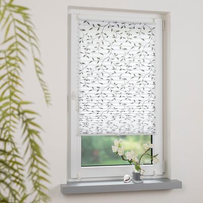 Plissee LIEDECO "Klemmfix-Plissee verspannt, Druck Blätter", grün (weiß, schwarz), B:50cm H:130cm, Plissees, Bedrucktes Plissee mit Blattmotiv