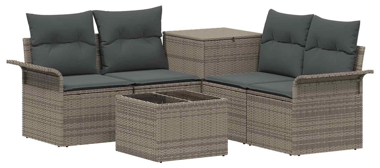 vidaXL Modern Bankstel met 6 stuks en 4 zitplaatsen, grijs en donkergrijs