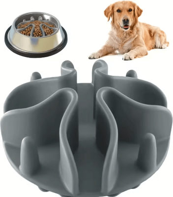 Inspire Picks Soft Silicone Slow Feeder Puzzle Bowl Insert Healthy Digestion & Interactive Feeding For Dogs grey m