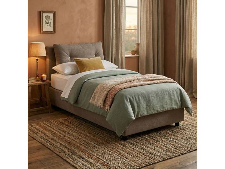 Lit Simple Amaro Talamo Italie en Tissu Gris Taupe