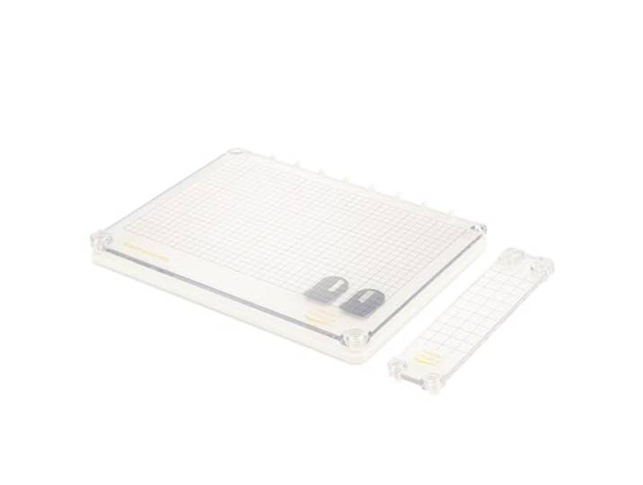 Vaessen Creative Stamp Easy Pro stempelhulp, scheidbaar incl. stempelplaten, magneetplaten en magneten, aan 3 zijden randloos, voor nauwkeurige positionering van stempels voor Clear Stamp en rubberen