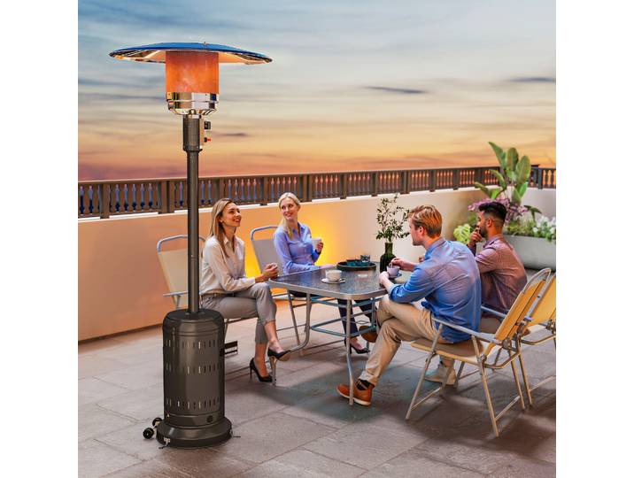 Outsunny Chauffage Extérieur Gaz 11KW Portable Noir Réglable