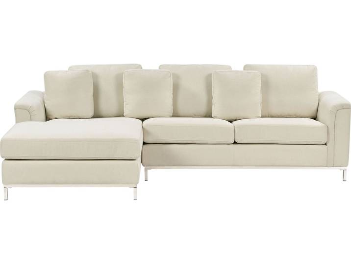BELIANI Ecksofa Beige Polsterbezug L-Förmig Rechtsseitig Modern Zierkissen Wohnzimmer