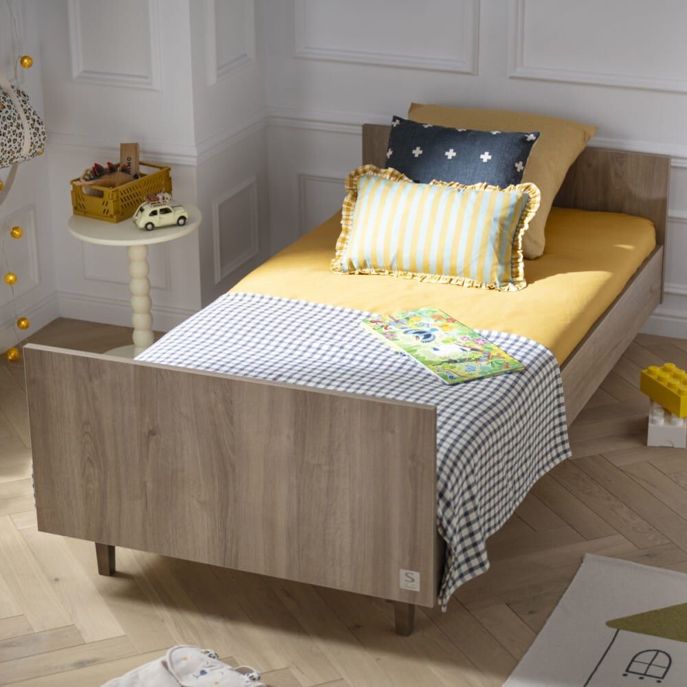 Sauthon Cama juvenil 190x90cm en roble mokka decoración madera