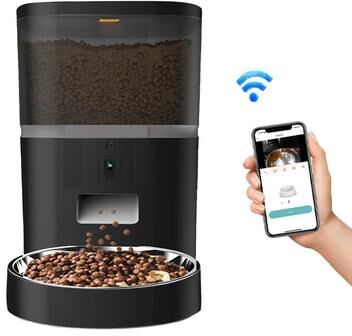 Uplift Essentials Smart 4L HD Camera Automatic Dual Pet Feeder single Black