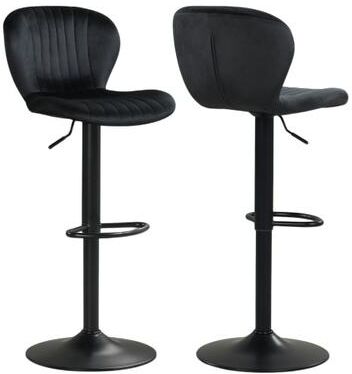 Costway Adjustable Counter Height Chairs Set of 2 with Velvet Upholstered Backrests-Black
