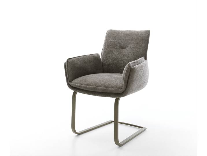 Freischwinger Nela-Flex Bouclé Soft Schlamm Freischwinger flach Effektfinish Titan, Esszimmerstühle