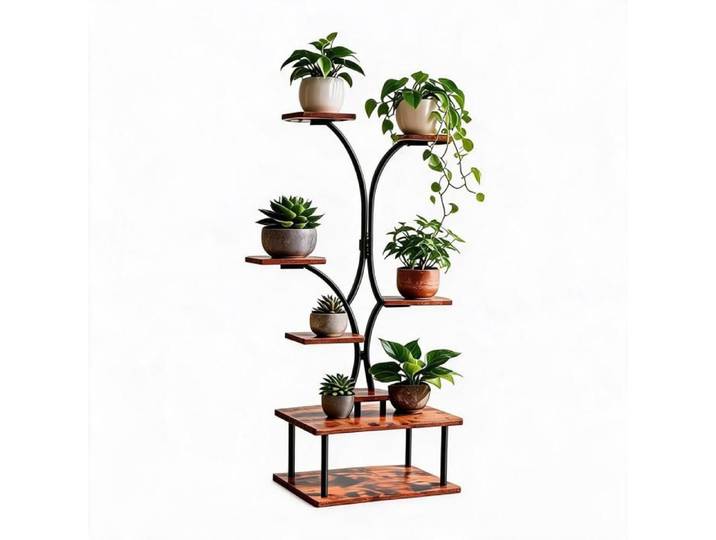 JoyGarden Support pour plantes en fer forgé 150 cm étagère multi-niveaux pour jardinières balcon jardin salon