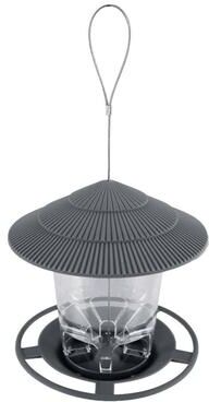 Pet Hub Automatic Foot Feeding Bird Feeder Outdoor Hanging Nut Dispenser With Multiple Feeding Holes And Food Container gray
