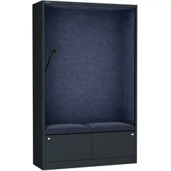 Jan Nowak Akustikkabine mit Schalldämmung SALLY 185x115x40cm Anthrazit-Blau Telefonkabine Meetingbox Telefonbox Akustikbox Bürokabine Großraumbüro