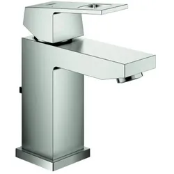 Grohe Eurocube Waschtischarmatur 23127DC0 supersteel, S-Size, mit Ablaufgarnitur, ohne Durchflussbegrenzer