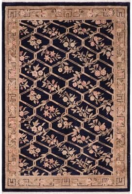 Treasured Knots Hexagonal Trellis Floral Hand-Knotted Wool Area Rug