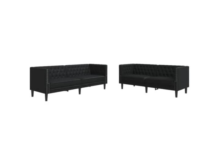 vidaXL 2-TLG. Chesterfield-Sofa-Set Schwarz Kunstleder